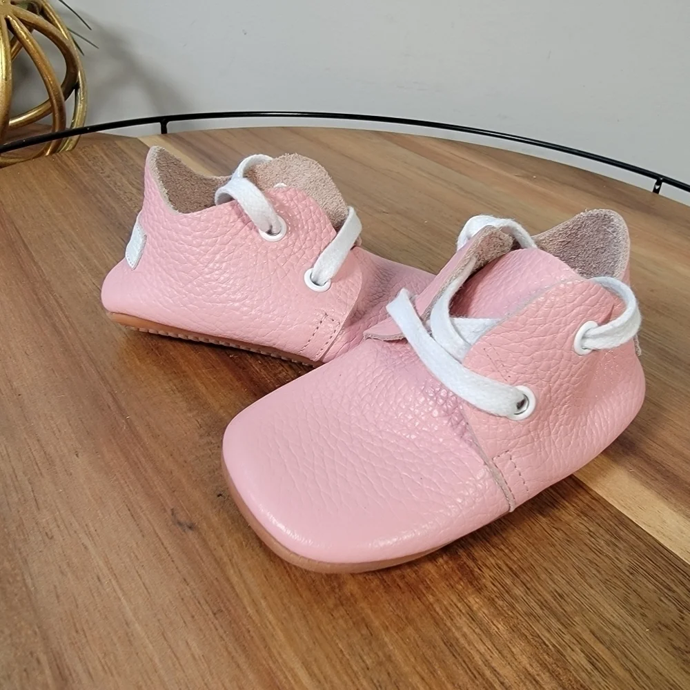 Ella Bonna Pink Baby Shoes Leather Rubber Soles Moccasins Loafers Girl Size 5.5